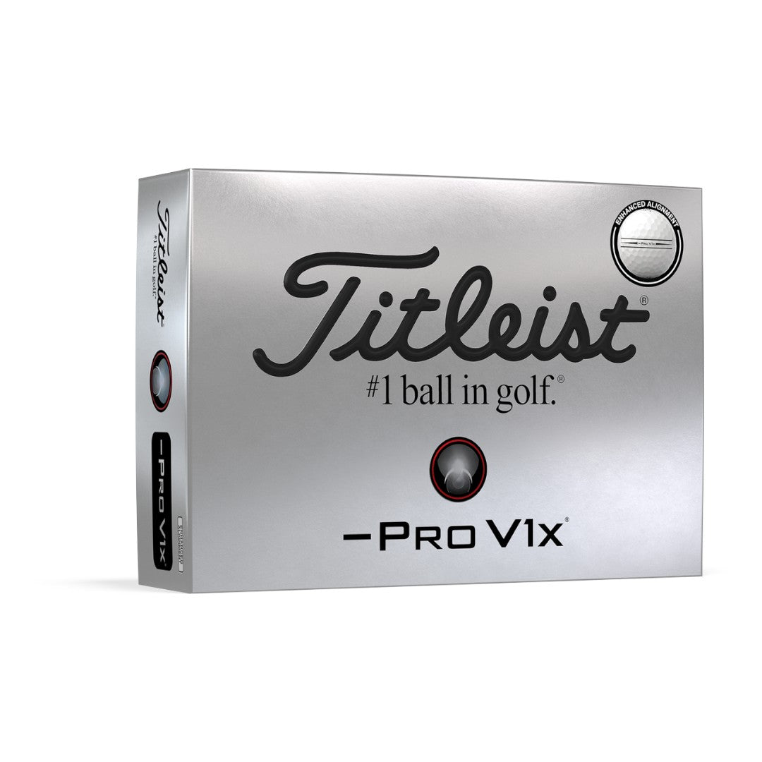 Titleist 2025 Pro V1x Left Dash Enhanced Align Golf Balls | White