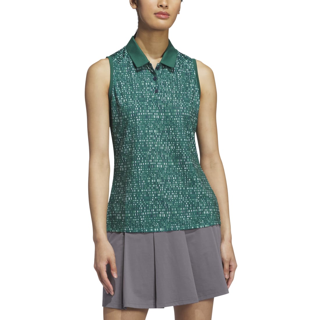 adidas Ladies Sleeveless Digitized Print Golf Polo Shirt IX3659 – Image 2