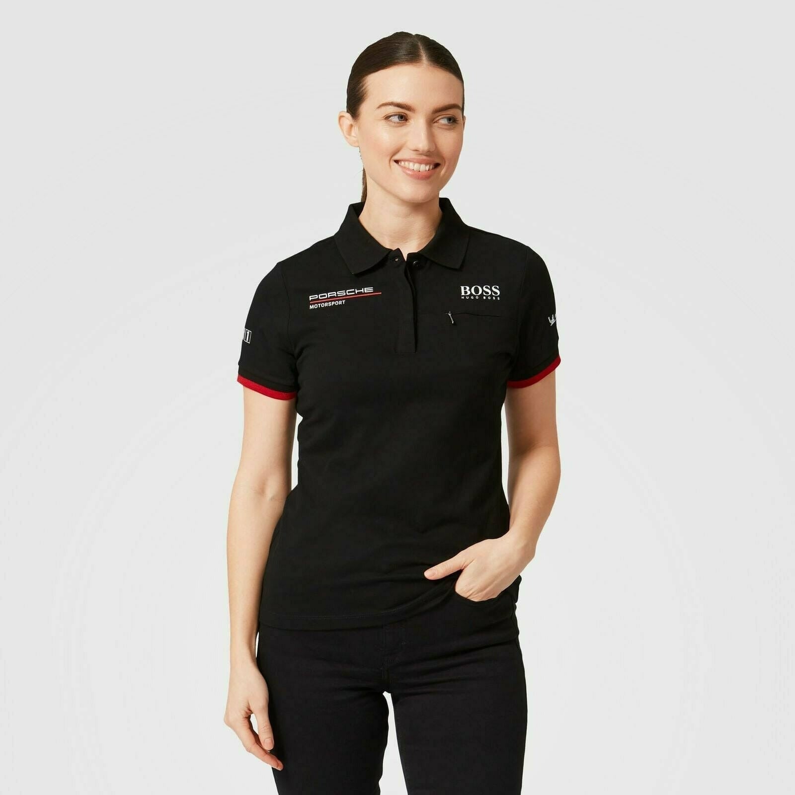 Porsche Motorsport Women's Black Team Polo w/Motorsport Kit – Image 6
