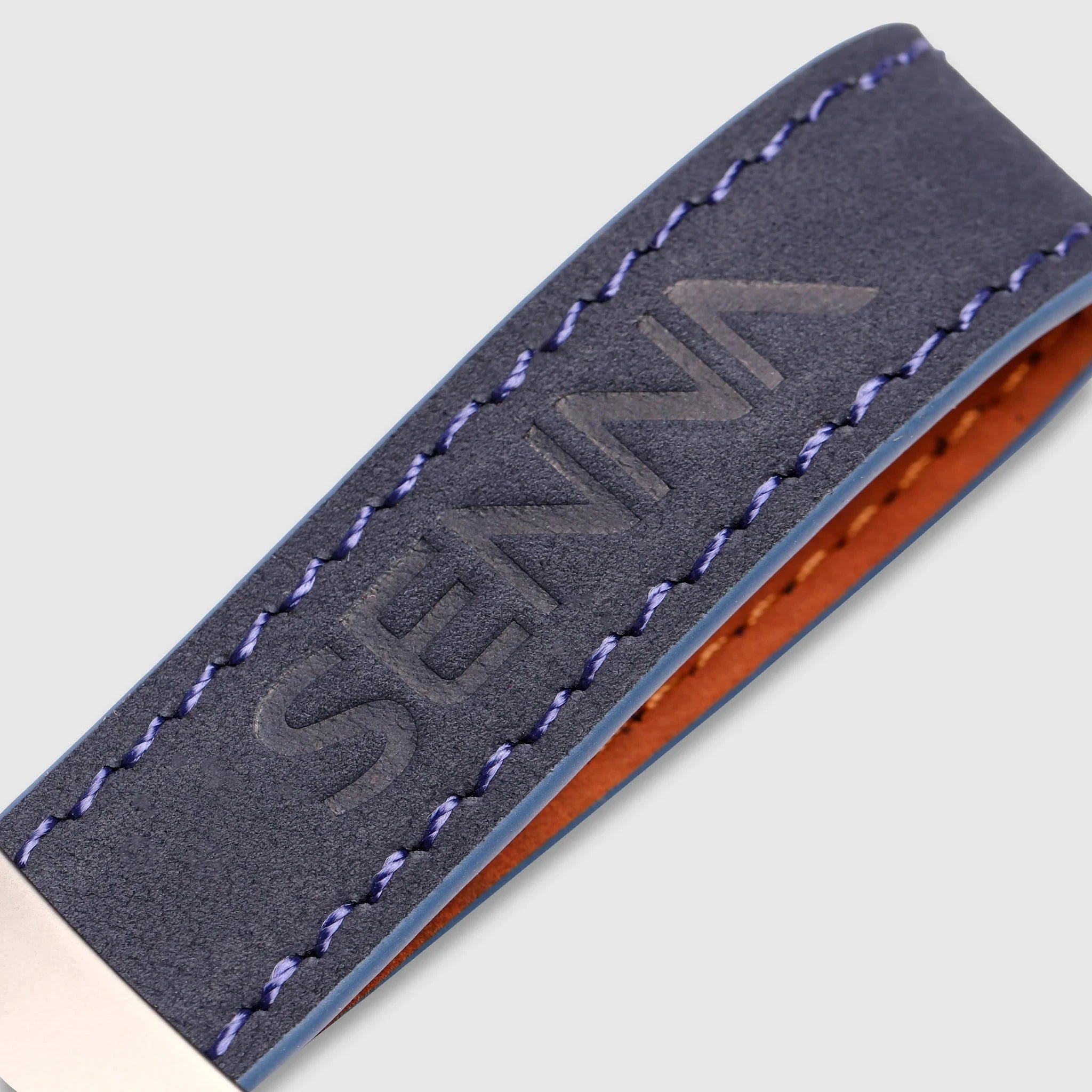 Ayrton Senna F1 Leather & Metal Keychain - Navy – Image 4