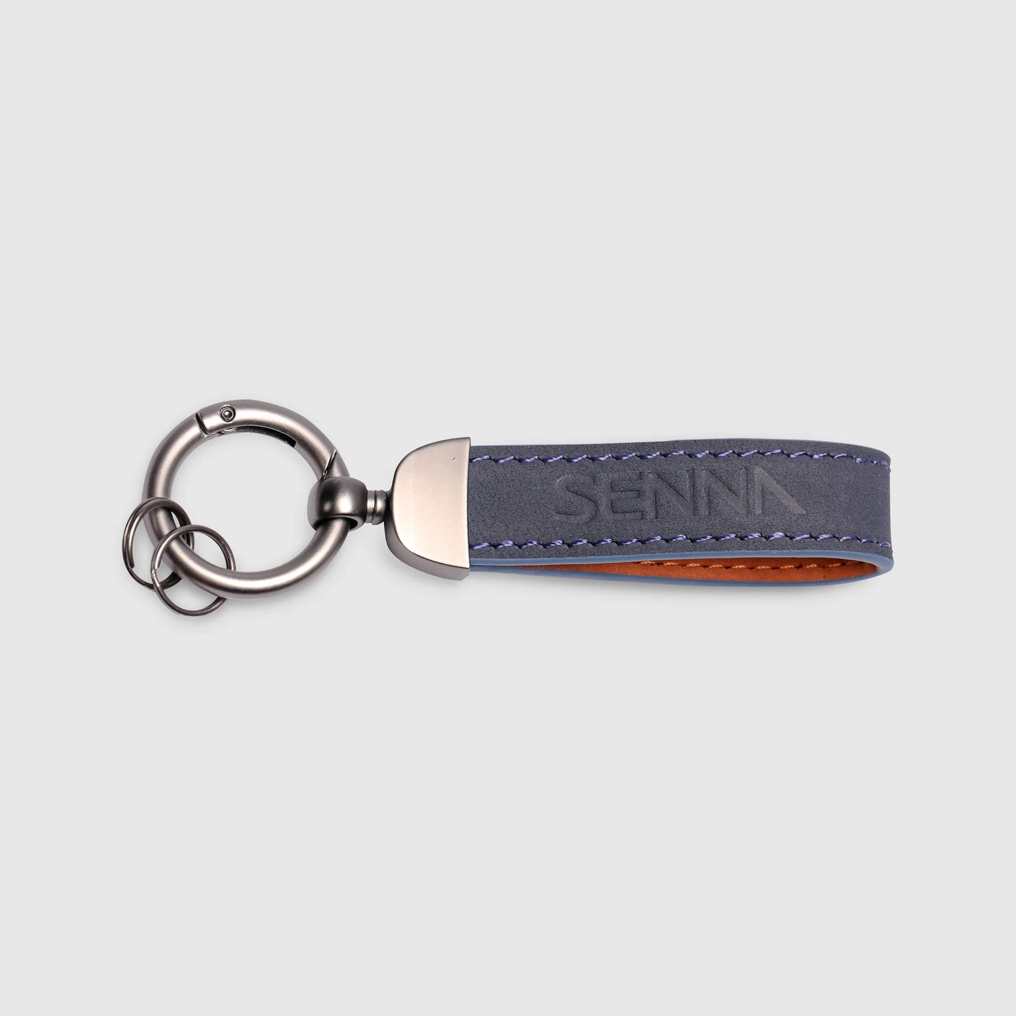 Ayrton Senna F1 Leather & Metal Keychain - Navy – Image 2