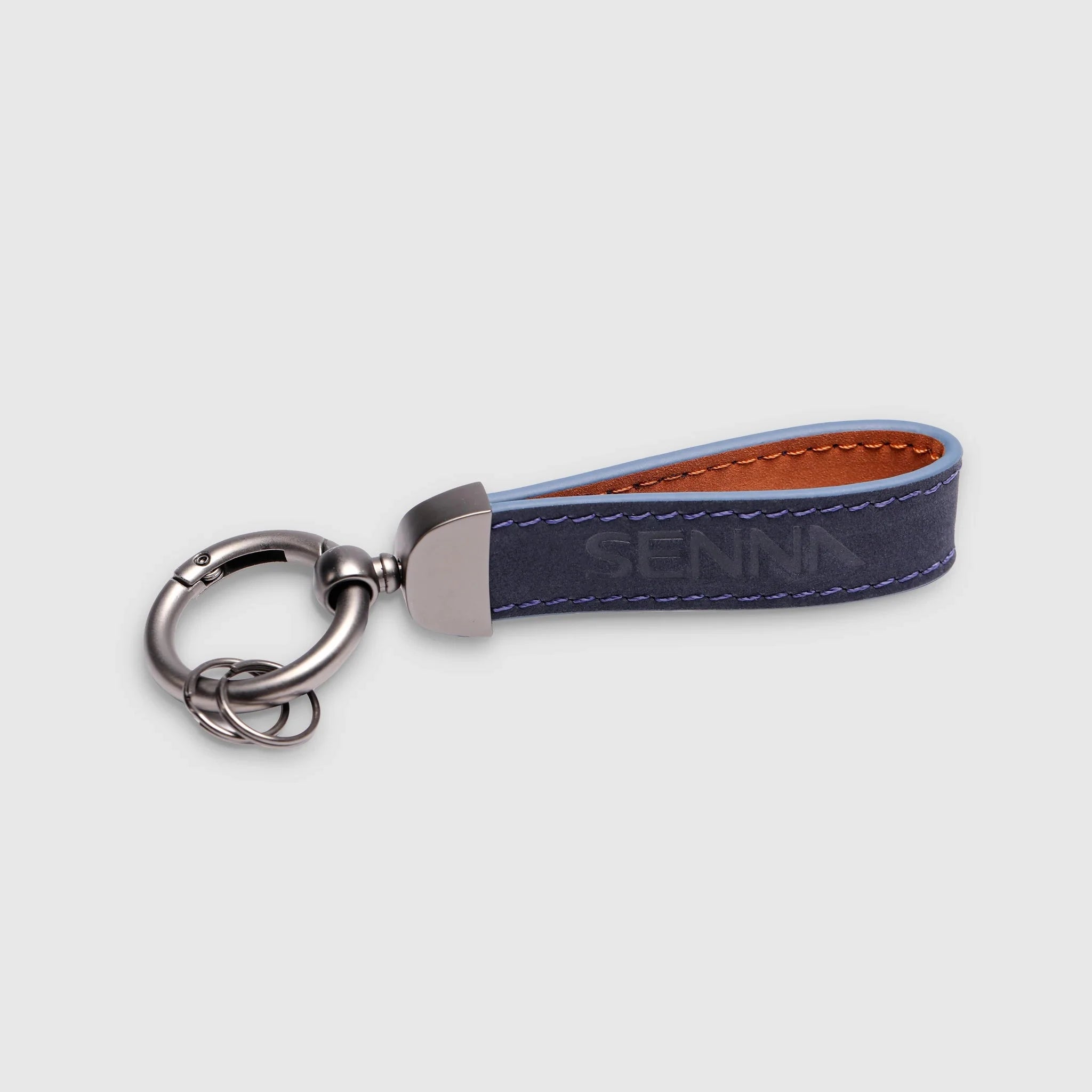 Ayrton Senna F1 Leather & Metal Keychain - Navy – Image 3