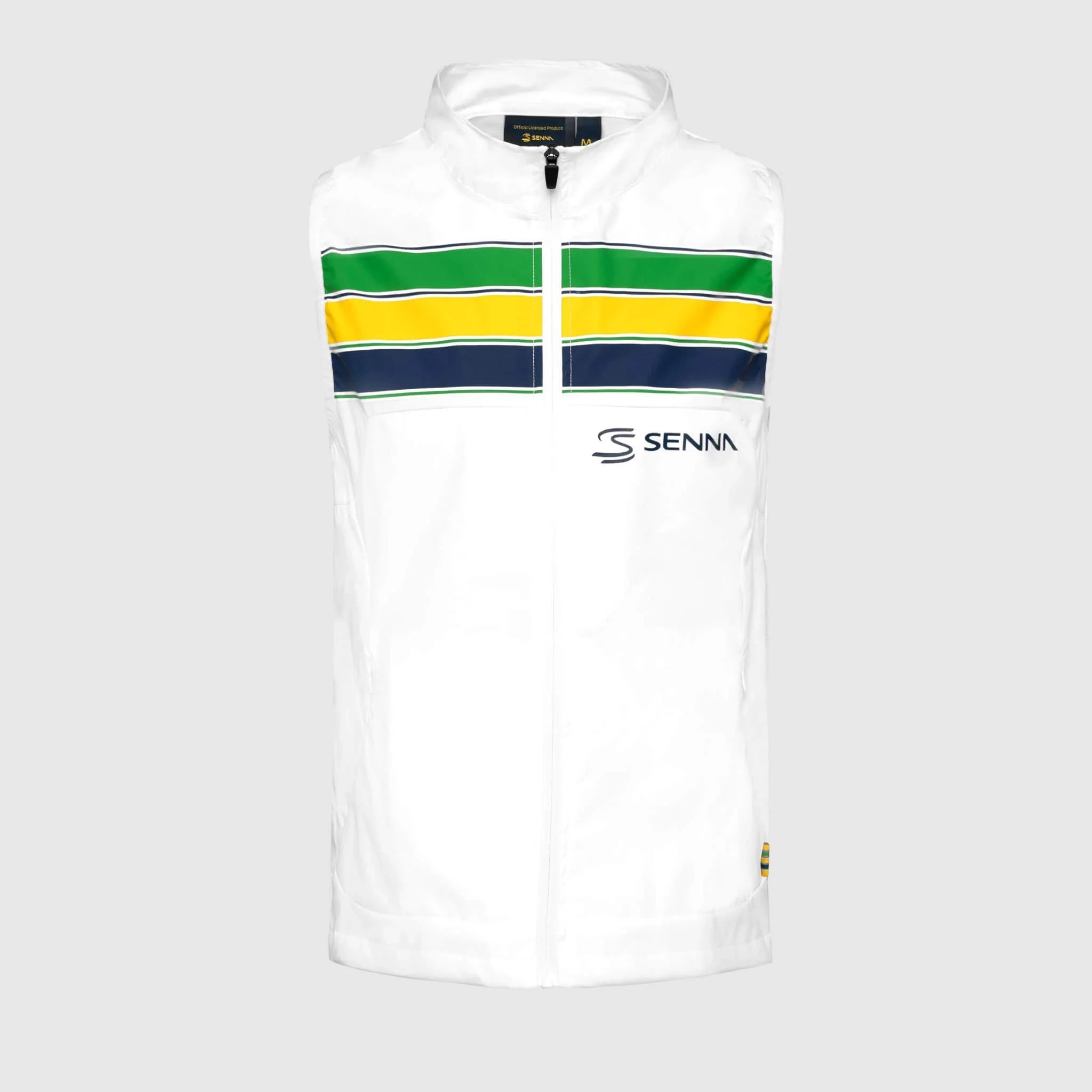 Ayrton Senna F1 Stripe Windbreaker Vest - White/Blue – Image 2