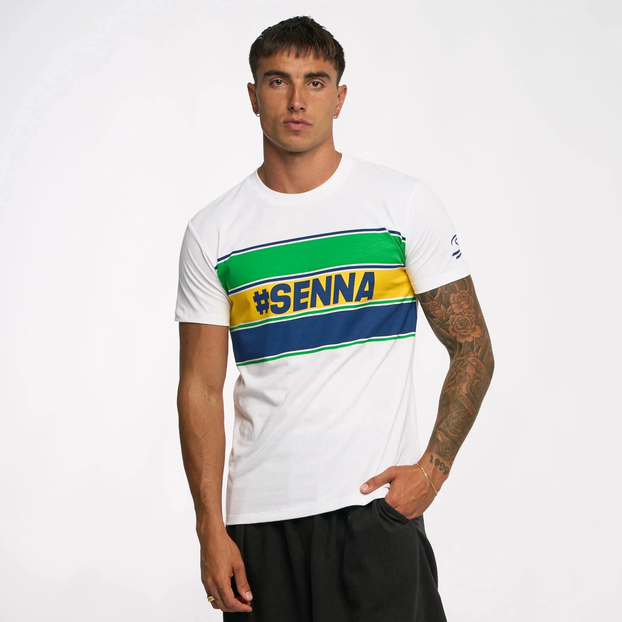 Ayrton Senna F1 Men's #Senna T-Shirt - Blue/Yellow/White – Image 5