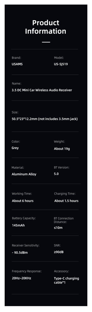 Transmetteur Bluetooth voiture vers Jack 3.5mm – Image 3